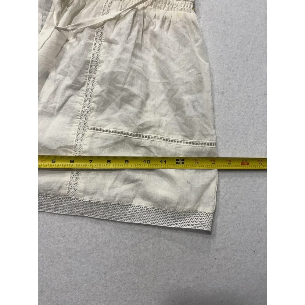 A Loves A Shorts Womens Large White Gauze Skimmer Tassel Drawstring Lace Trim